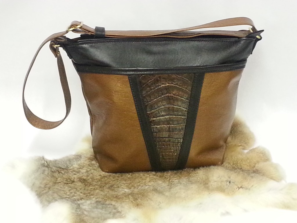 Exotic Caiman Crocodile and Lambskin Leather